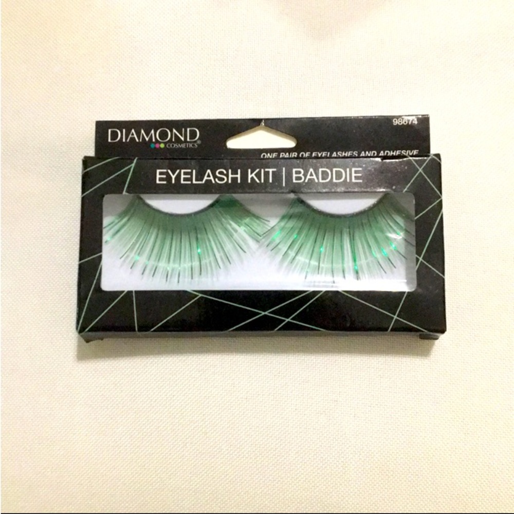 Cosmetics Artificial Eyelash Kit -  Metallic Emerald Green